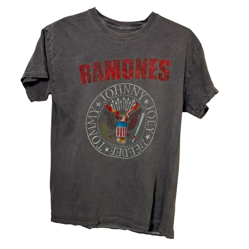 Retro Aged Distressed Gray High End Ramones Rock Band T-Shirt Men’s S